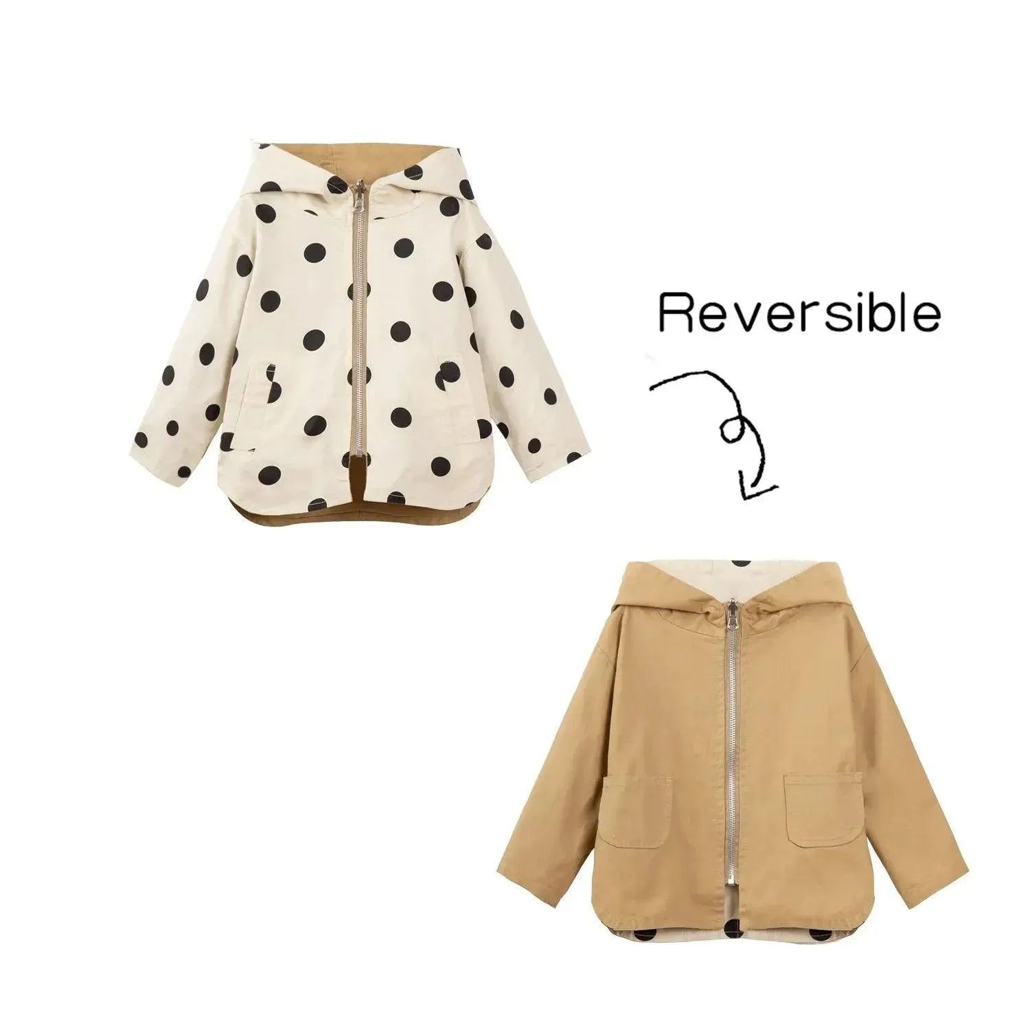 Stylish Polka Dot Kids Jacket for Boys & Girls - Waterproof Windbreaker for Outdoor Play, School & Cold Weather