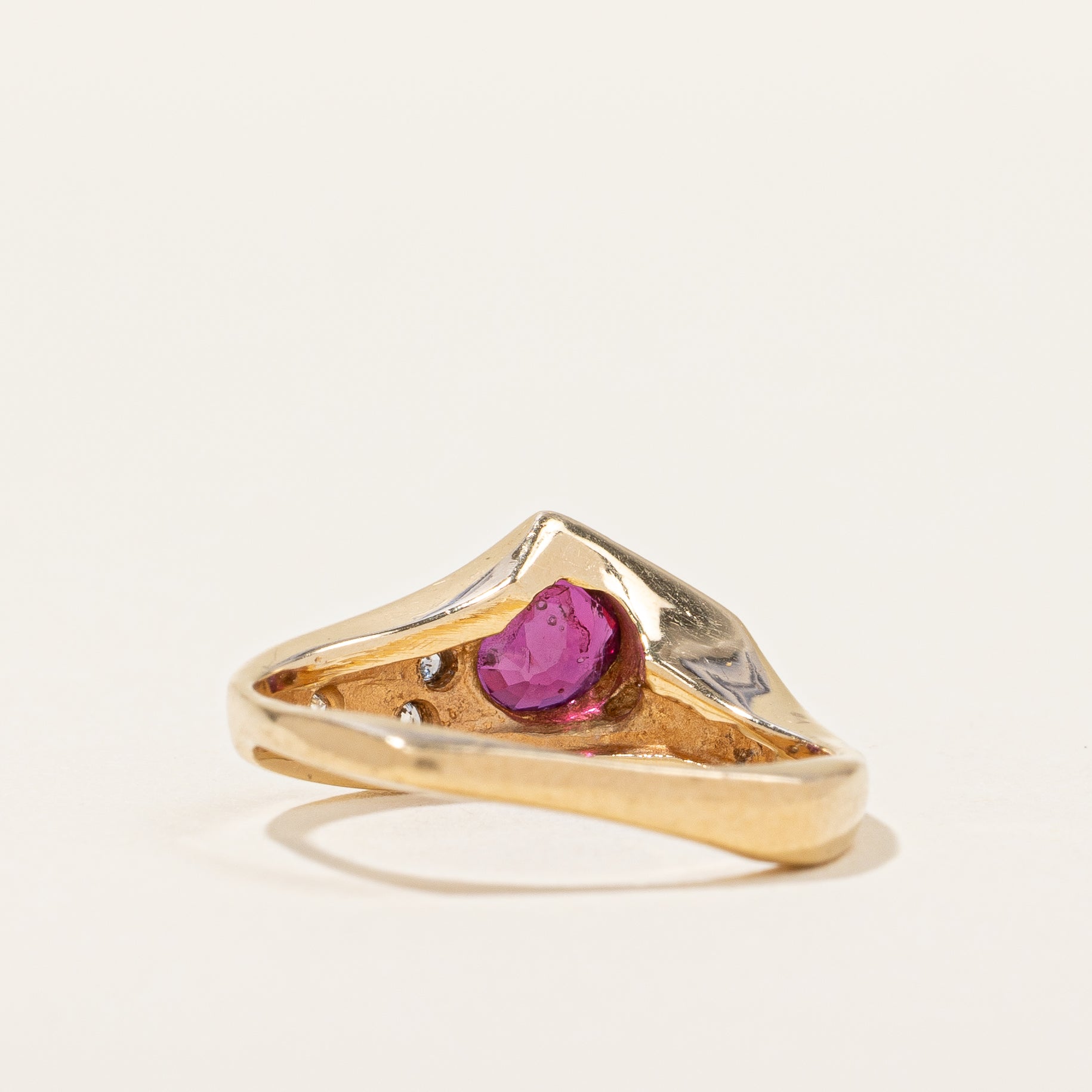 Exquisite 0.60ct Glass-Filled Ruby & 0.08ct Diamond Ring - Size 5 | Elegant Engagement, Anniversary or Gift Jewelry for Women