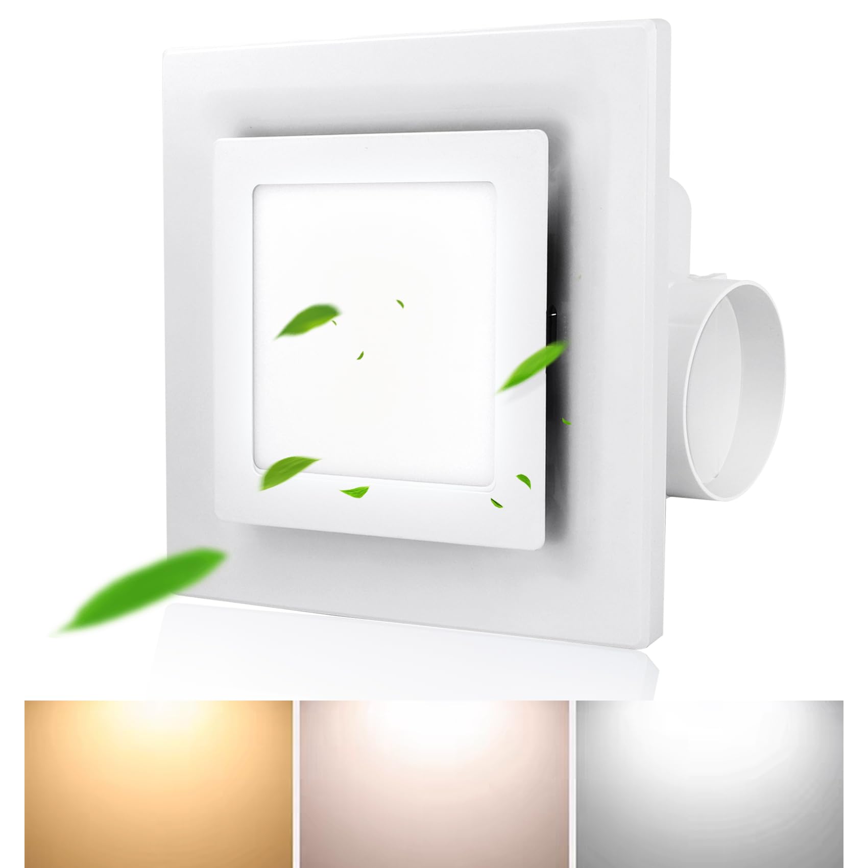 Ultra Quiet Bathroom Exhaust Fan with LED Light (3000K/4000K/6000K Color Changing) - 1.0 Sones, 110 CFM, White Ventilation Fan for Bathroom, Shower, Restroom, Home & Office - Perfect for Moisture Control and Air Circulation in Small to Medium Spaces