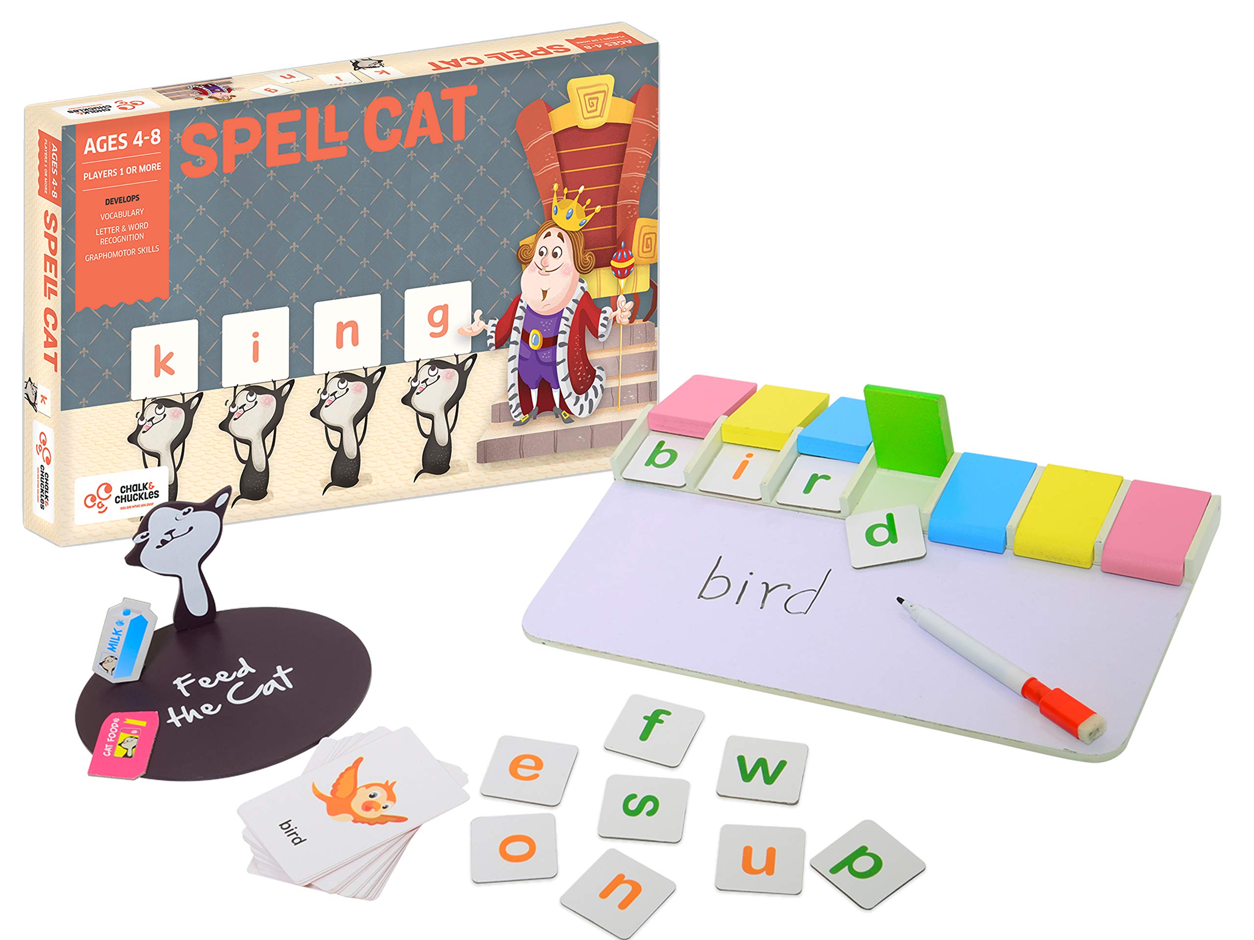 Spell Cat Educational Board Game for Kids - Fun Word Spelling & Vocabulary Learning Game - Perfect for Family Game Night & Classroom Activities