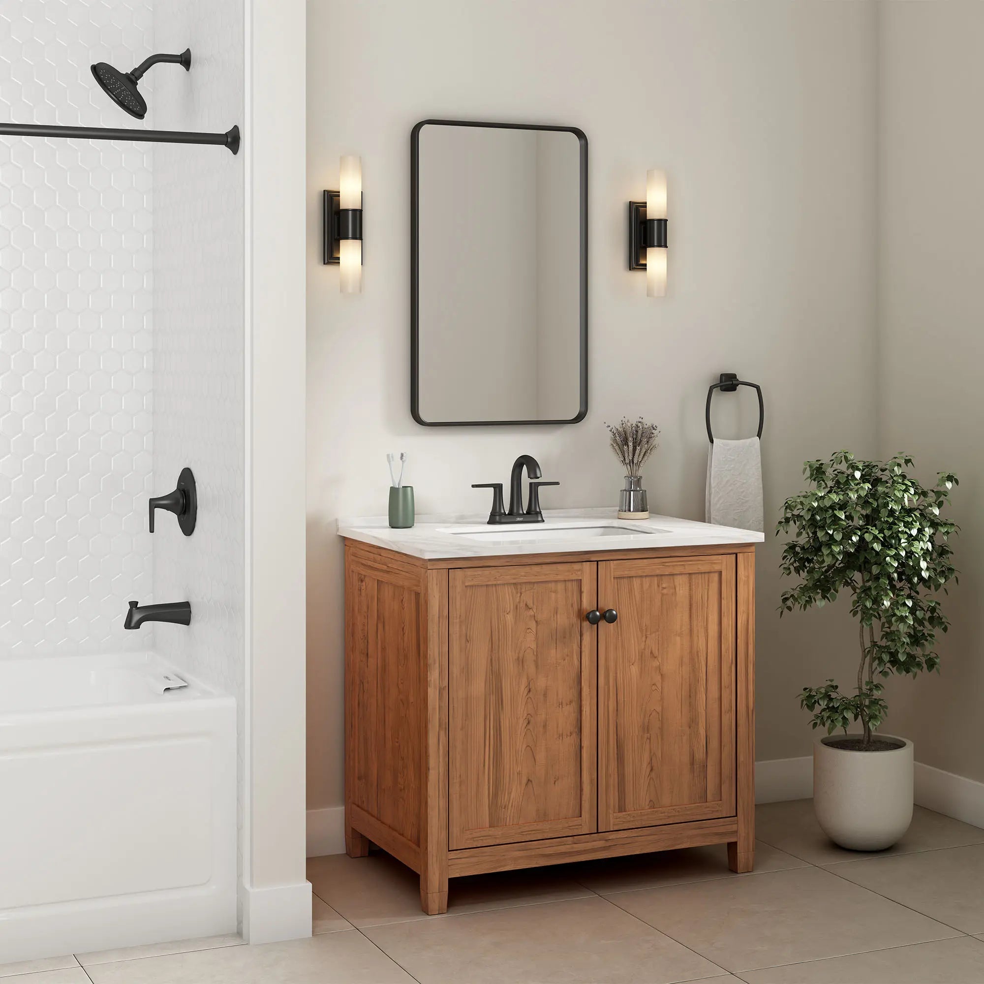 Belmeade 4 Inch Centerset Bathroom Faucet with Two Handles - Modern Water-Saving Design for Bathroom Sink, Vanity, and Powder Room Installation