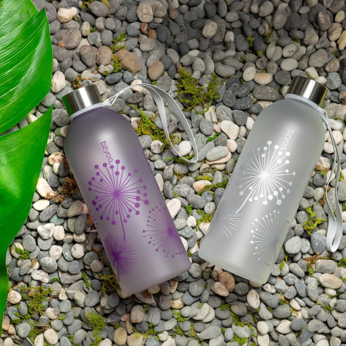 32oz Time Marker Tritan Water Bottle with Carrying Strap - Dandelion Silver | BPA-Free Leakproof Sports Water Bottle for Gym, Hiking & Outdoor Activities