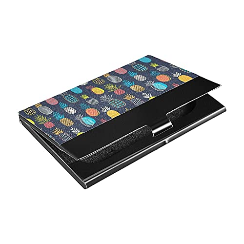 Premium Pineapple Business Card Holder - Portable Metal & Leather Card Case for Men & Women - Perfect for Networking, Office, and Professional Events