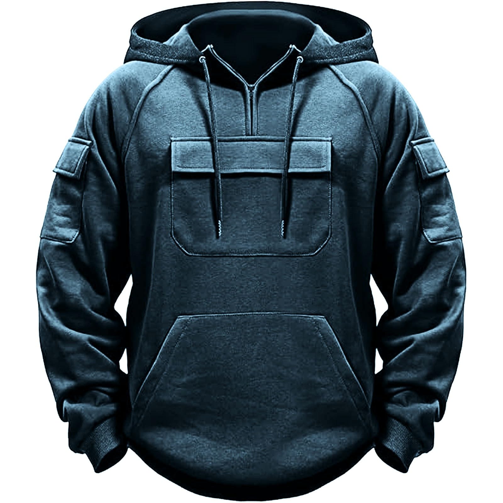 Men's Camo Hoodie - Long Sleeve Tactical Quarter Zip Pullover Sweatshirt for Outdoor Workouts, Hiking & Military Style | Durable Work Jacket for Hunting & Adventure Activities