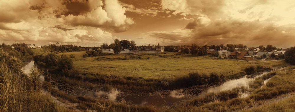 JP London MD3A036 Removable Panoramic Lowlands Sepia Country Wall Mural - 4ft Height x 10.5ft Width - Perfect for Living Room, Bedroom, or Office Decor