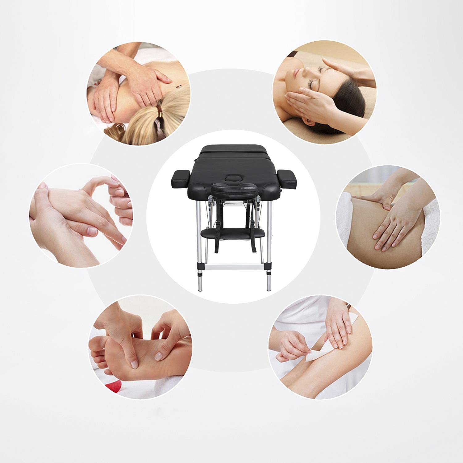 Yaheetech Foldable Massage Bed - 60cm Wide Portable Beauty Salon Table for Lash Extensions & Spa Treatments - 3-Section Adjustable Aluminum Frame - Perfect for Professional Salons, Home Spa & Mobile Beauty Services
