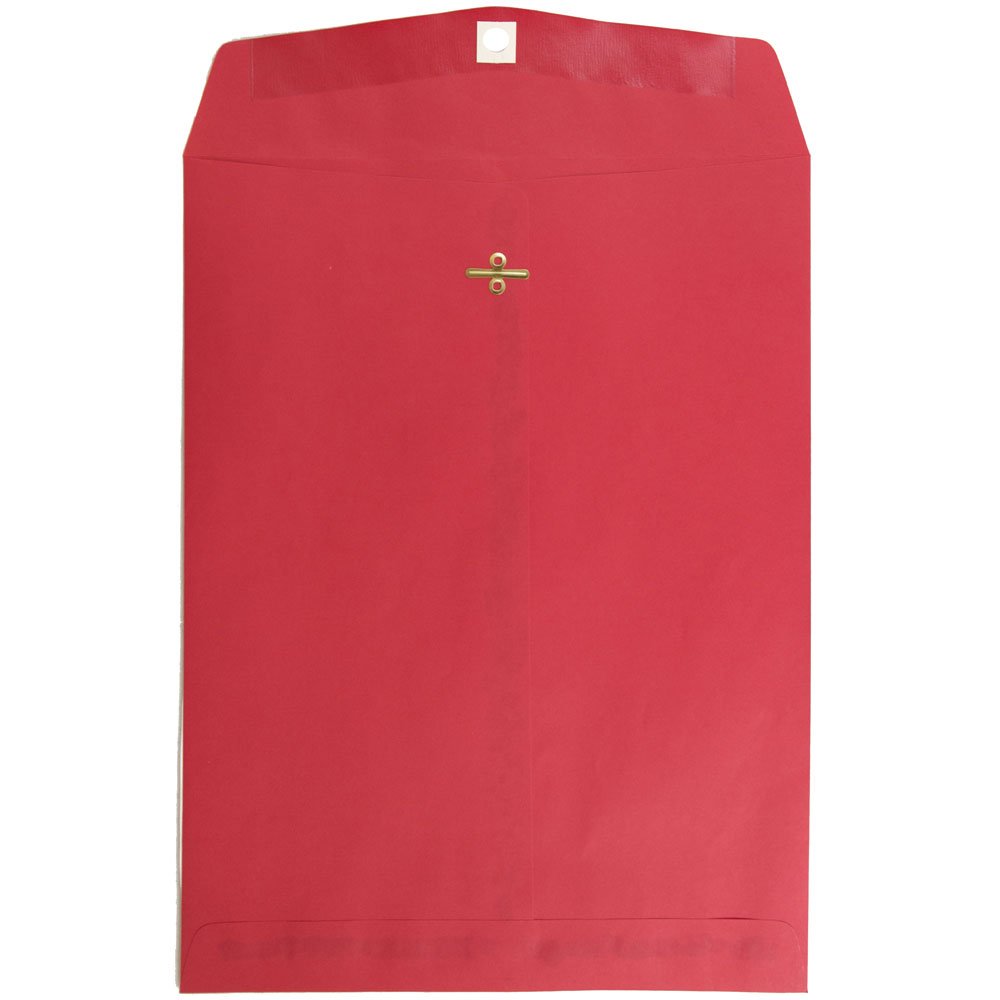 JAM PAPER 10 x 13 Inch Colored Clasp Envelopes - Bulk 250 Pack, Red Recycled Open-End Catalog Envelopes for Business Mail, Office Documents & Wedding Invitations