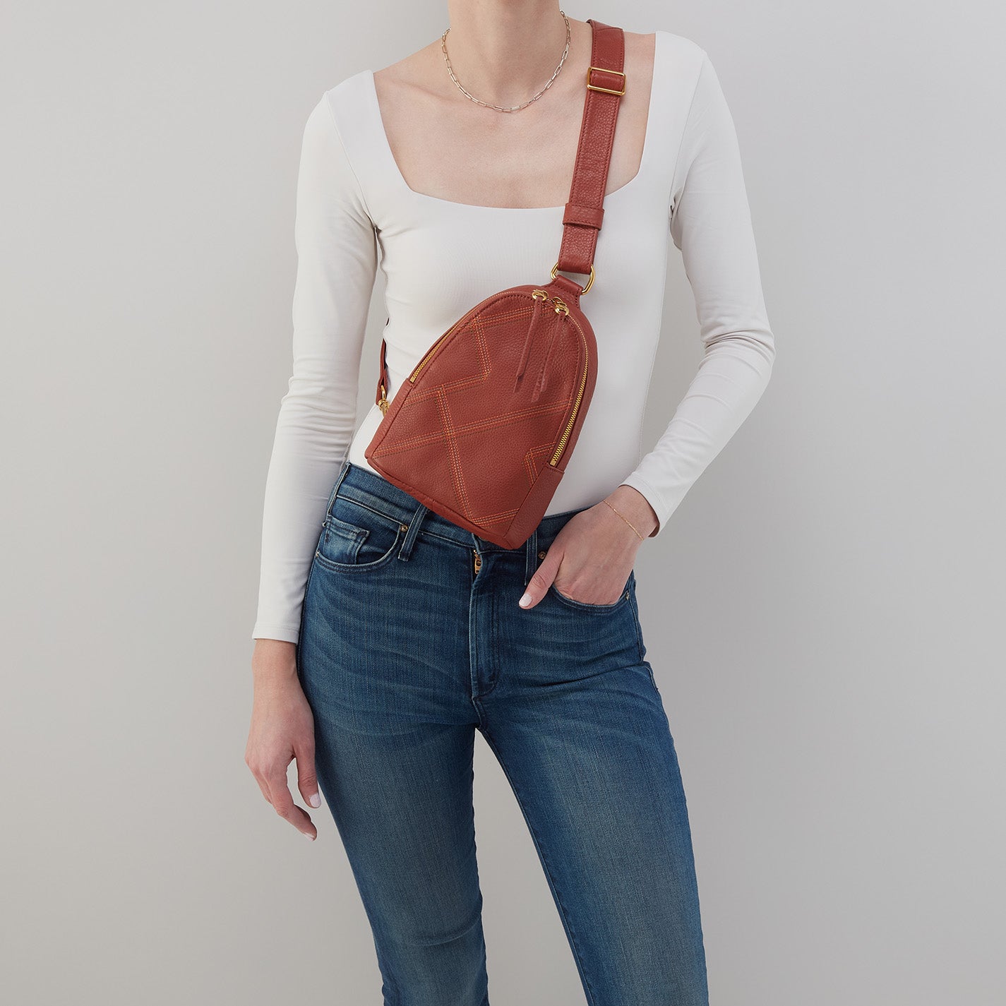 Premium Pebbled Leather Fern Sling Bag in Rust - Stylish Crossbody Purse for Women, Perfect for Casual Outings, Travel & Everyday Use