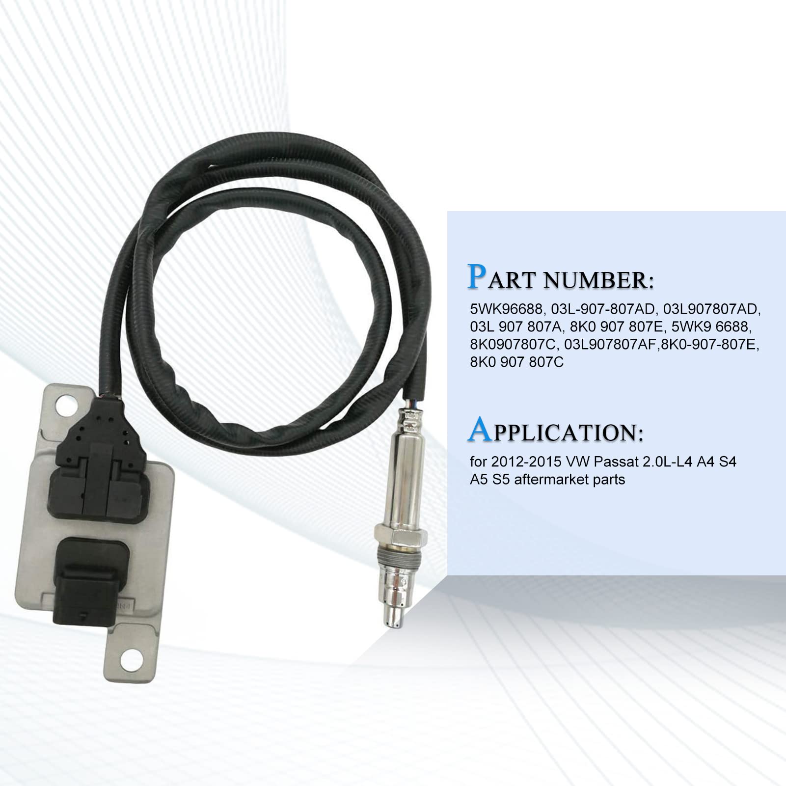 PANGOLIN 8K0907807E 5WK96688 Nitrogen Oxygen NOx Sensor Replacement for 2012-2015 Volkswagen Passat 2.0L L4, Audi A4 S4 A5 S5 - Aftermarket Auto Parts - Improve Emissions & Engine Performance