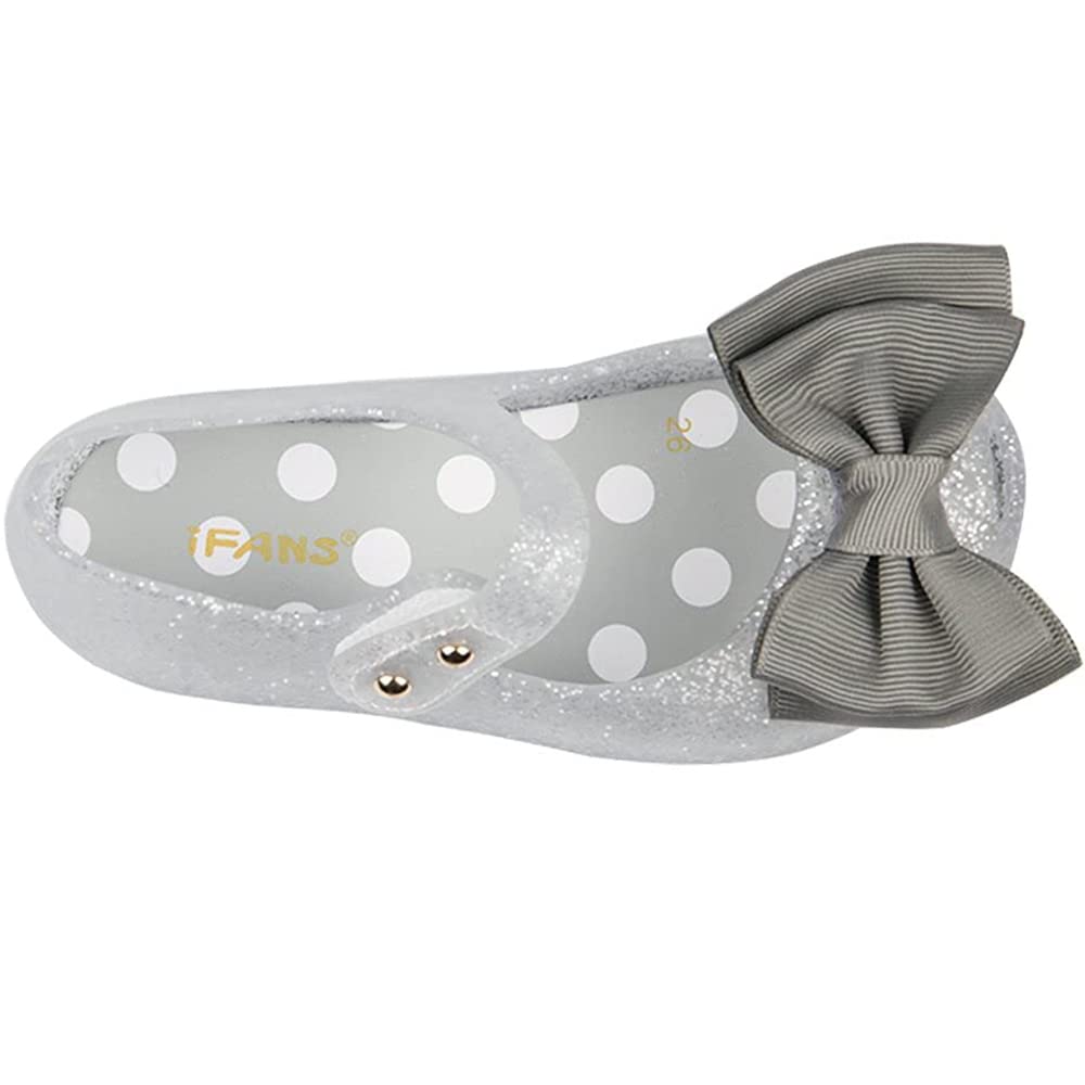 iFANS Girls Princess Mary Jane Jelly Shoes with Bow - Toddler & Little Kids Flats for Party, School & Special Occasions
