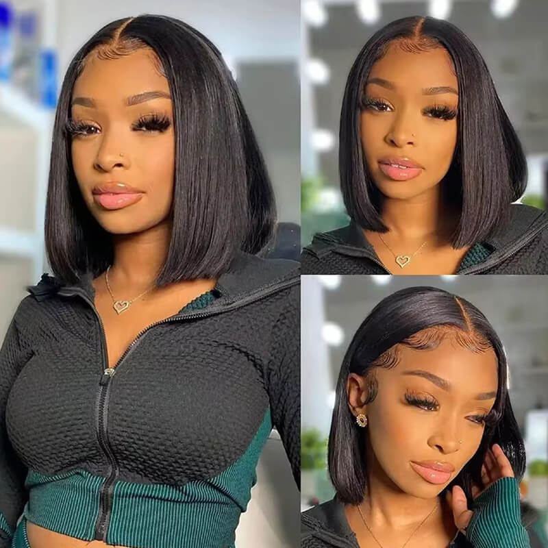 Human Hair Wigs Sale - 2 Pack Straight 4x4 Lace Closure Bob Wig with Free 13x4 Pixie Curl Wig | $99 Bundle for Natural Look & Styling | Perfect for Daily Wear, Cosplay & Special Occasions