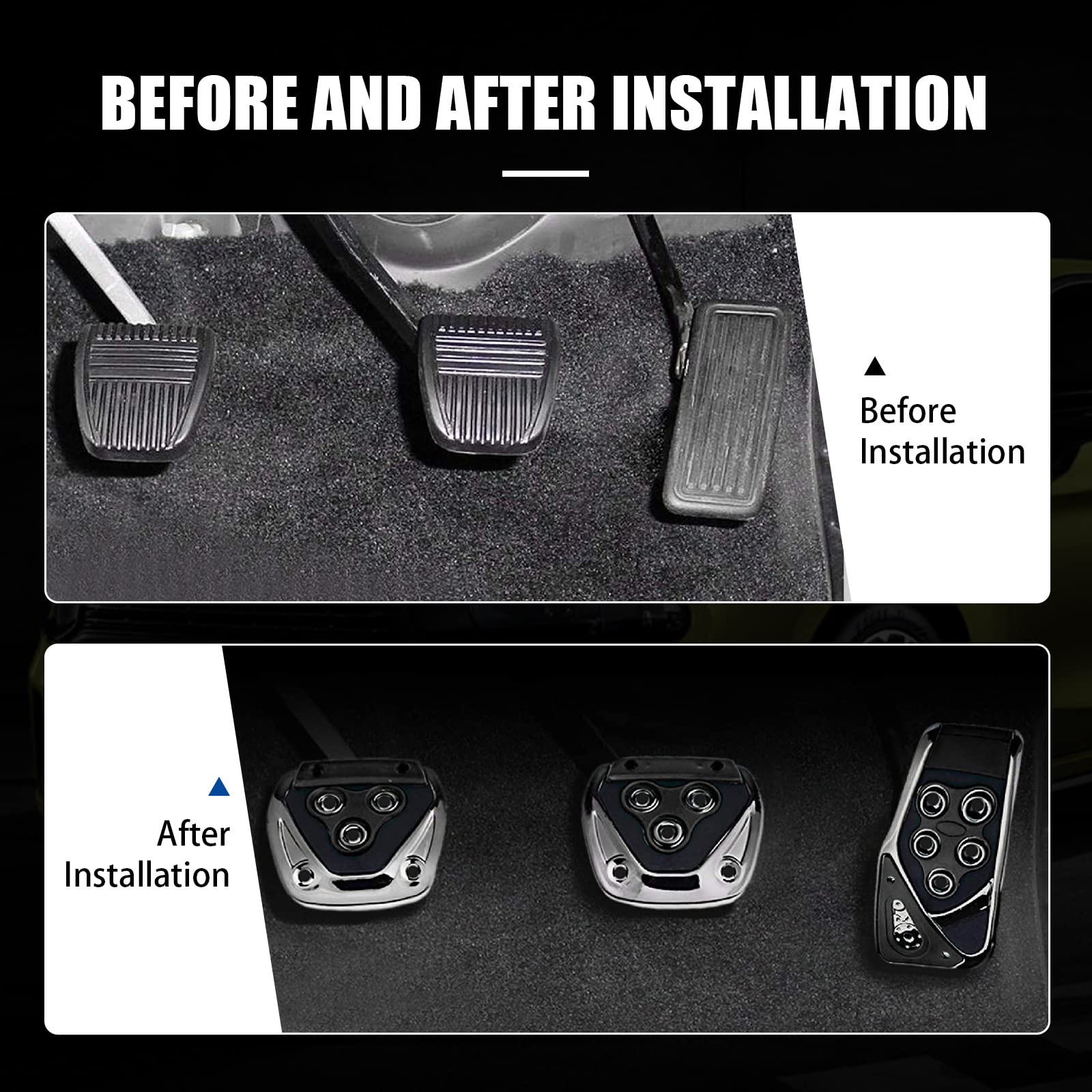 3 PCS Universal Non-Slip Racing Pedal Covers Set - Accelerator, Brake & Clutch Pedal Pads for Sport Cars - Black Car Interior Accessories Replacement - Perfect for Racing, Daily Driving & Car Upgrades