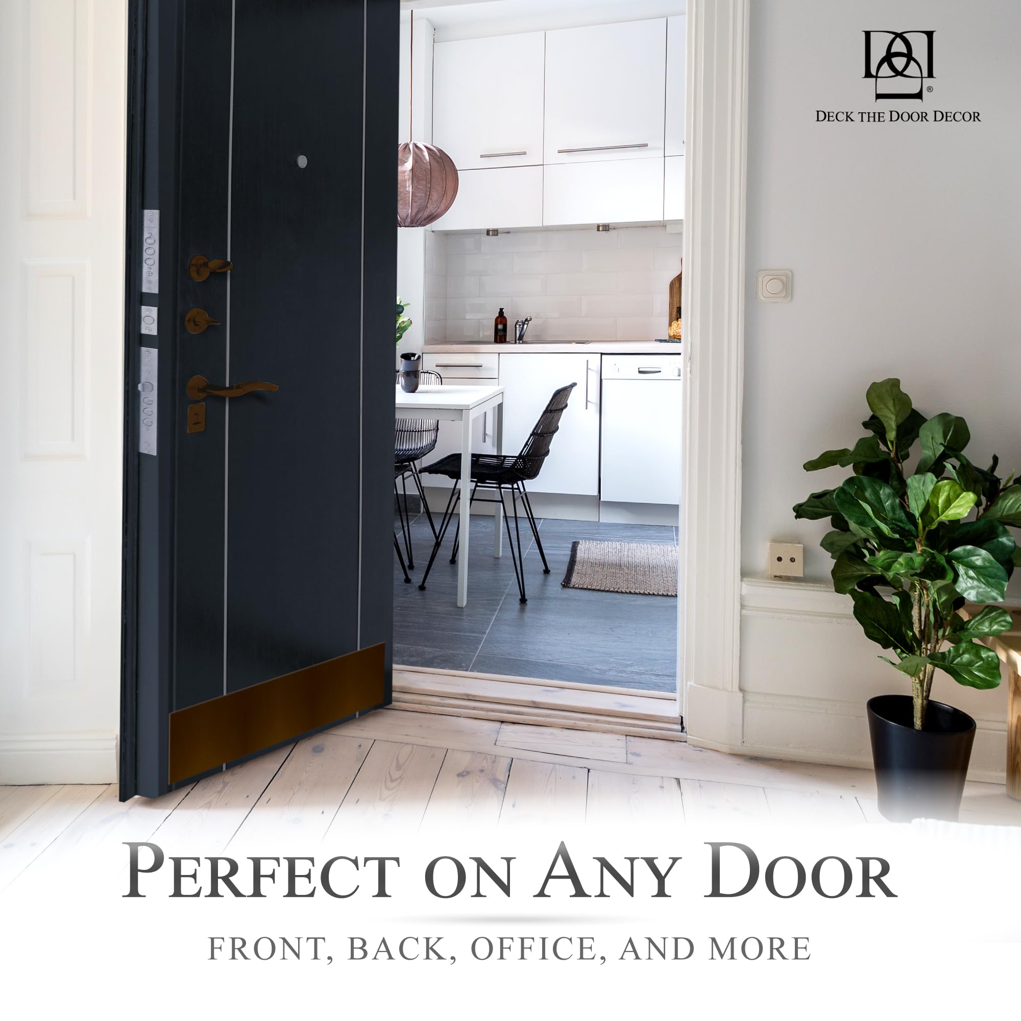 Magnetic Rubber Door Kick Plate - Durable UV Printed Faux Bronze - for Steel Doors & Home Decor
