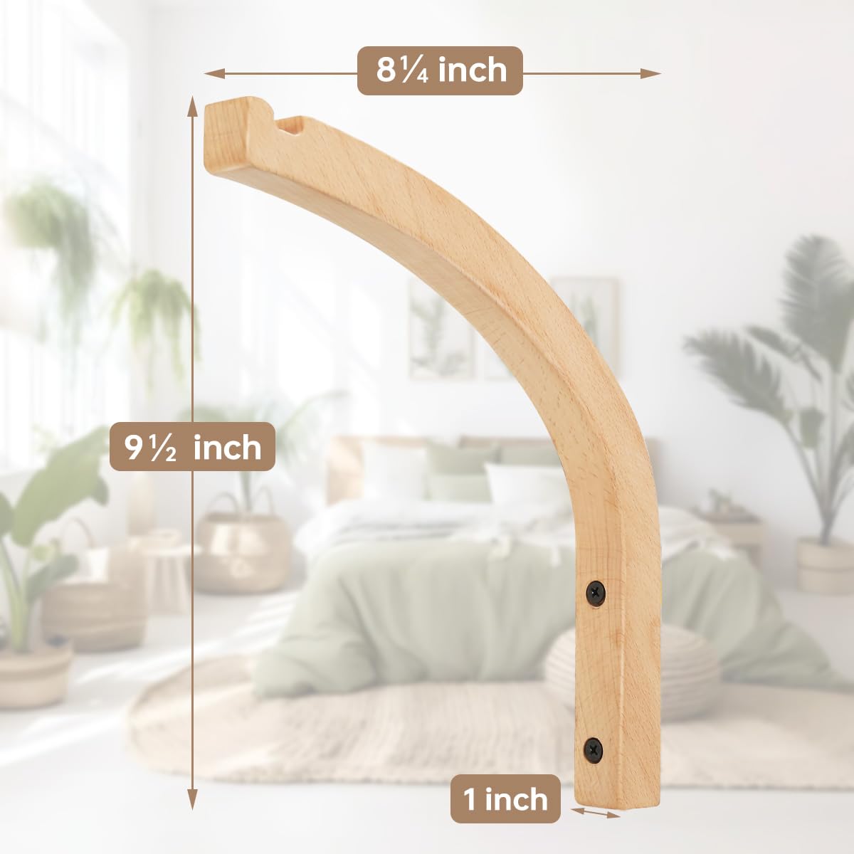 8-Inch Wooden Wall Plant Hangers (2 Pack) - Indoor Hanging Hooks for Planters, Lanterns, Wind Chimes - Perfect for Living Room, Bedroom, Balcony & Home Decor