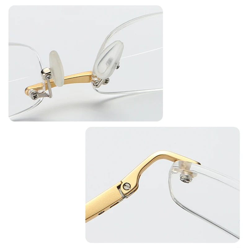 Belmon Unisex Rimless Square Aluminum Magnesium Bifocal Reading Glasses - Lightweight & Durable for Computer Work, Reading, and Office Use (Model RS341)