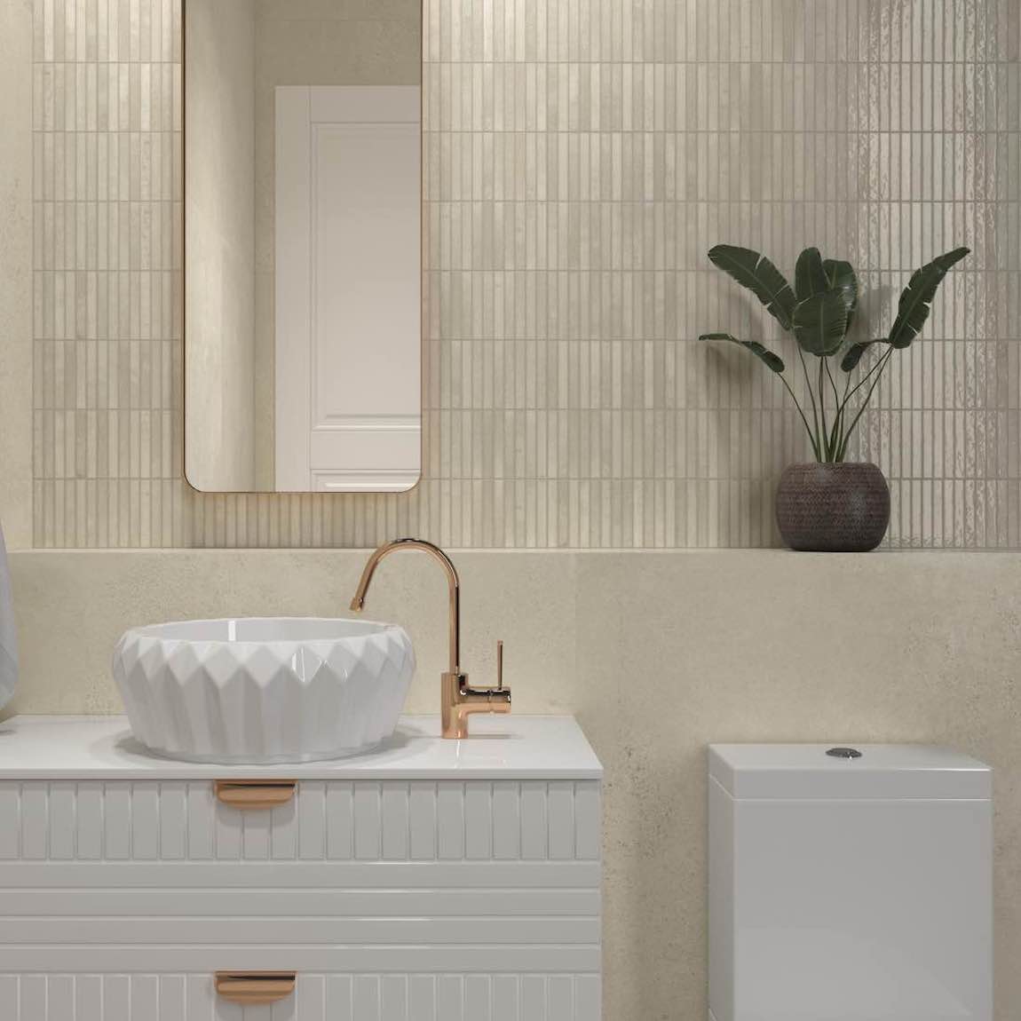 Sparkles Fluted Porcelain Tile Ivory 4.5x9 - Elegant Wall & Backsplash Tile for Kitchen, Bathroom, and Living Room Decor