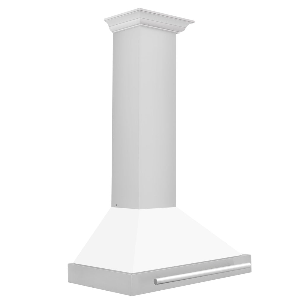 ZLINE KB4STX WM Convertible Stainless Steel Range Hood - White Matte Shell with Stainless Steel Handle | Professional Kitchen Ventilation for Home Cooking & Baking