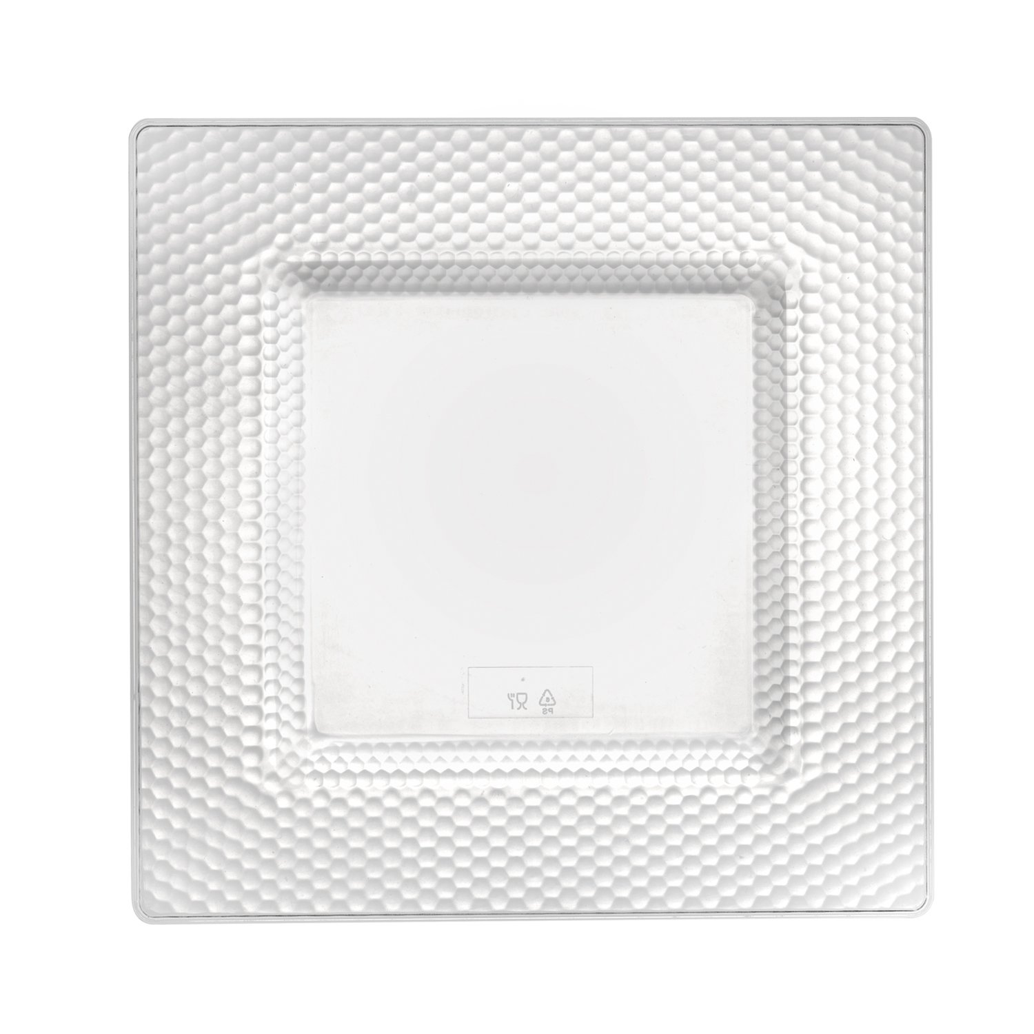 Disposable Plastic Plates 9.5 Inch - Square Clear Honeycomb Design - 40 Count Pack for Wedding, Birthday Party, Picnic & Events - Durable Dinnerware for Lunch, BBQ, Catering & Special Occasions