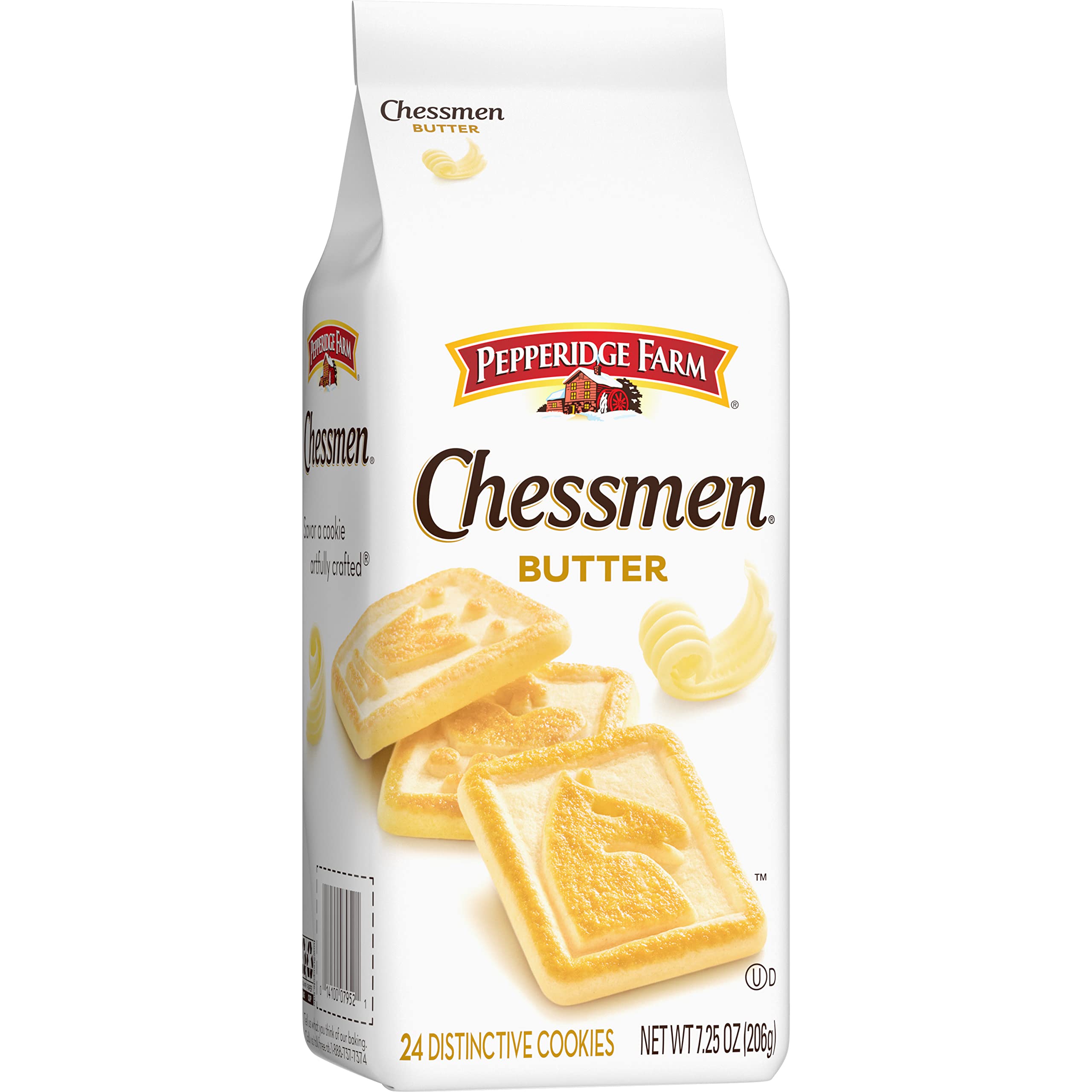 Pepperidge Farm Chessmen Butter Cookies - 7.25oz (24 Cookies) - Pack of 24 - Rich Buttery Shortbread Cookies for Holiday Gifts, Tea Time & Party Snacks