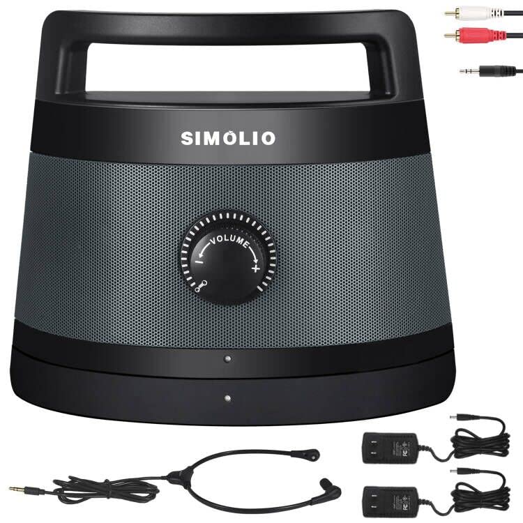 SIMOLIO 2.4G Wireless TV Speakers for Seniors - Portable Sound System with Clear Voice & Extra Headset - Perfect for Home Entertainment, Hearing Assistance and Elderly Care