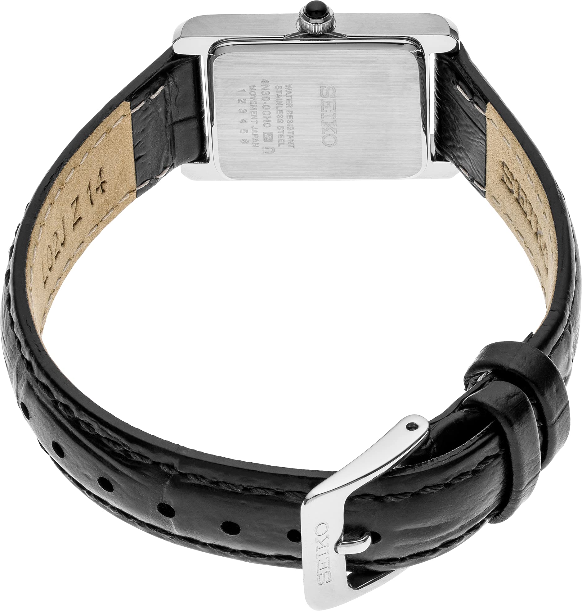 SEIKO Women's Essentials Watch - Water Resistant Stainless Steel Rectangular Case & Genuine Leather Strap - Elegant Dress Watch for Office, Business & Formal Occasions