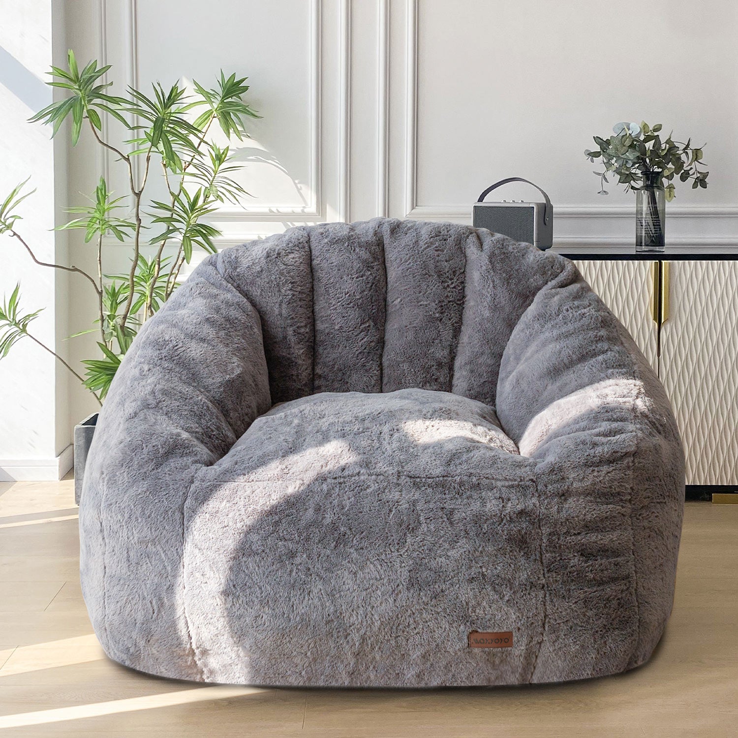 MAXYOYO Giant Bean Bag Chair - Oversized Faux Fur Shell Design with Premium Filler | Ultra Comfortable Lounge Chair for Living Room, Bedroom, Game Room & Dorm