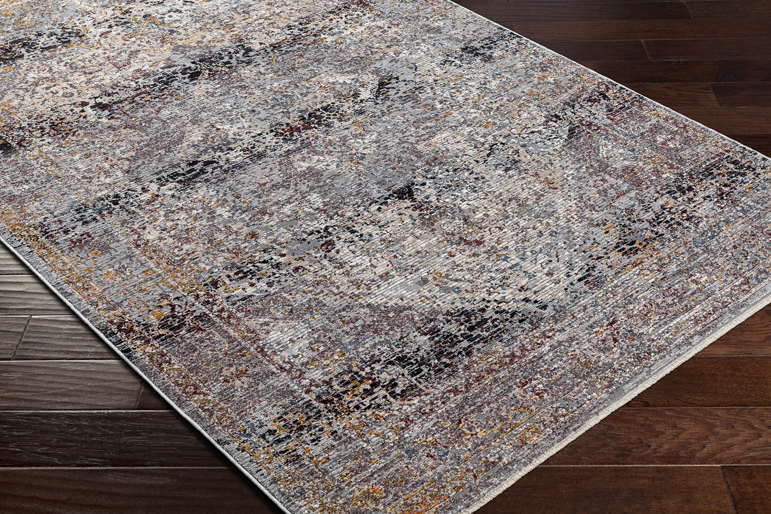 Hauteloom Kaynakkaya Traditional Handmade Wool Area Rug - Charcoal Black Dark Red - 8'10