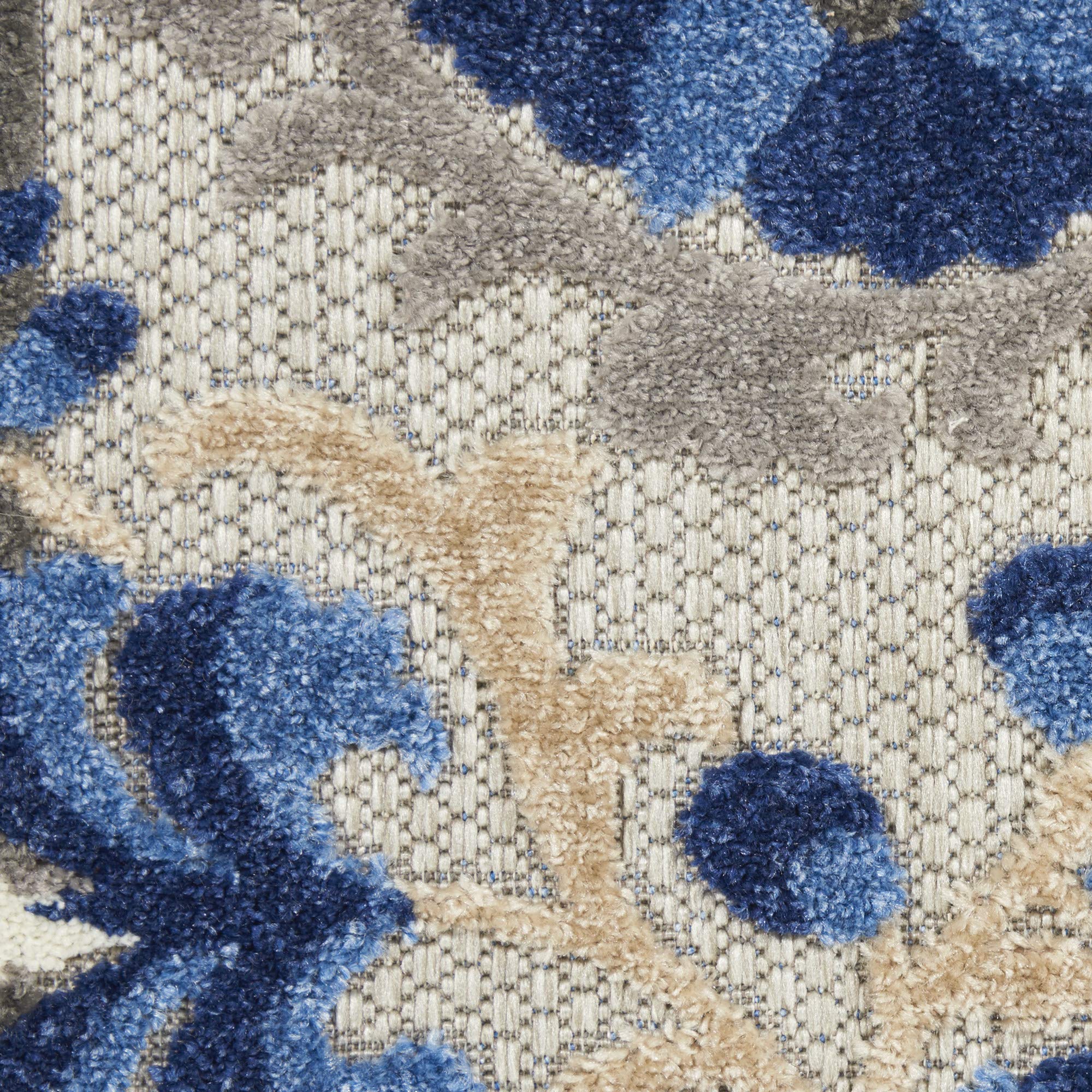 Nourison Aloha 7' x 10' Indoor Outdoor Area Rug - Natural Blue, Non-Shedding & Easy to Clean - Perfect for Bedroom, Living Room, Dining Room, Backyard, Deck & Patio