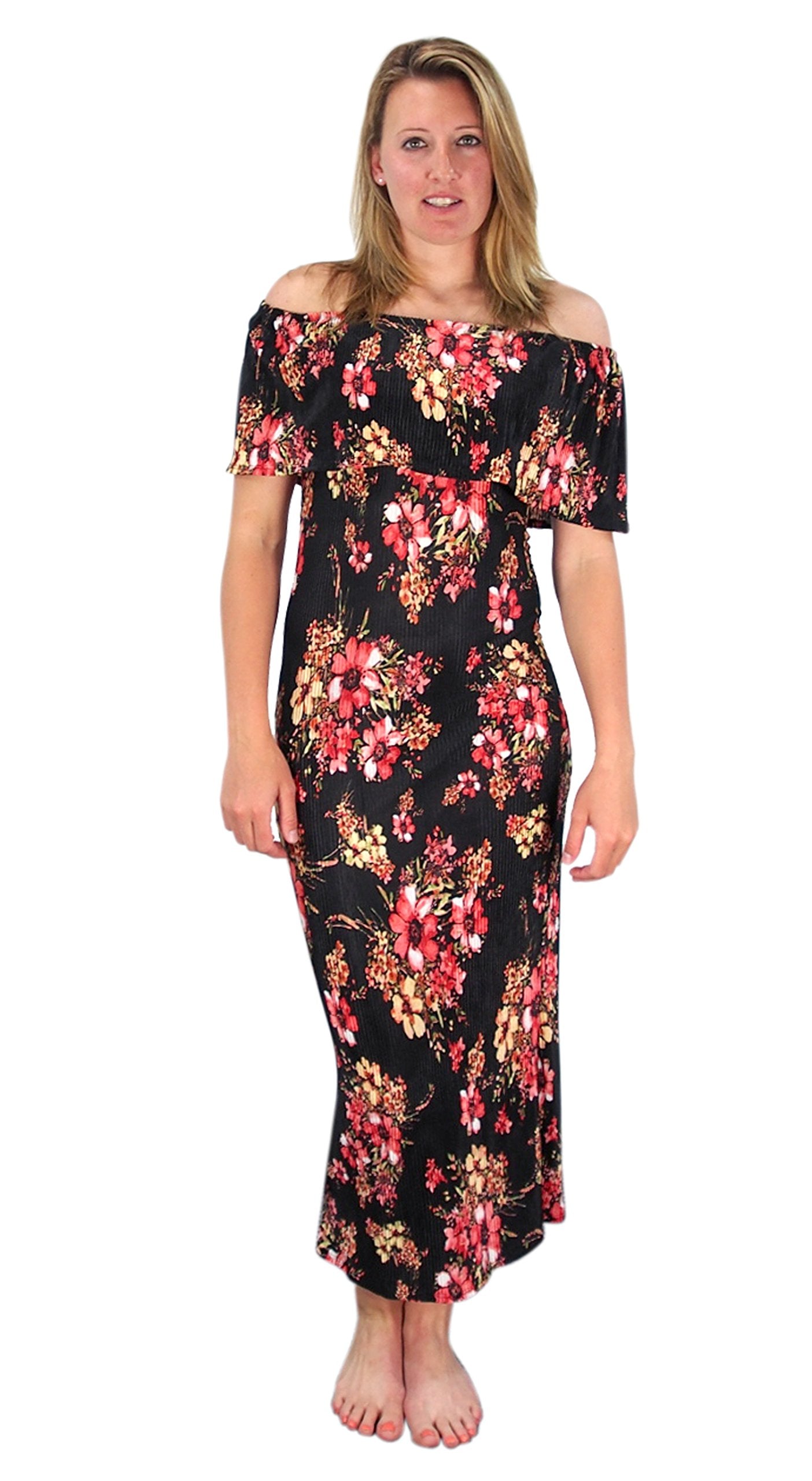 Women's Bohemian Floral Maxi Dress - Vintage Summer Long Dress for Beach, Music Festivals & Casual Outings