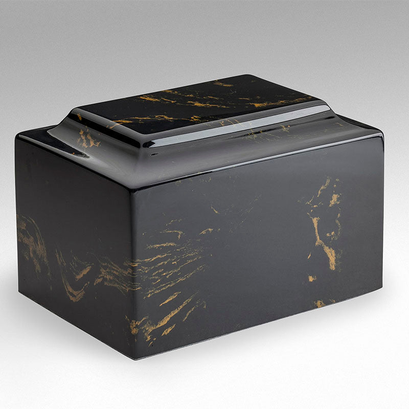 Elegant Black and Gold Cultured Marble Urn - Premium Memorial Urn for Ashes, Perfect for Home Display, Funeral Services & Cremation Remembrance