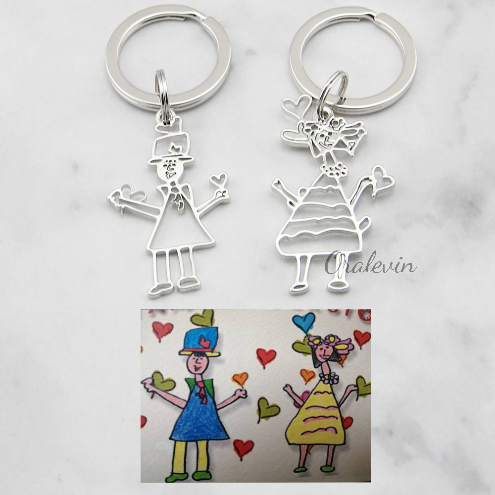 Personalized Kids Drawing Necklace - Custom Stainless Steel Pendant with Children's Artwork - Perfect Gift for Birthdays, Mother's Day & Family Keepsakes