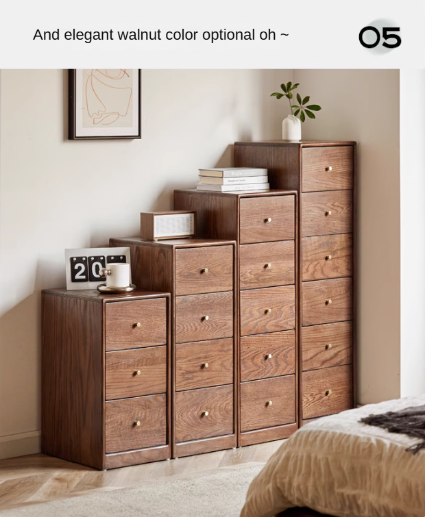Solid Oak & Beech Wood Chest of Drawers - 5-Drawer Storage Cabinet with Multi-Functional Design for Bedroom, Living Room, and Office Organization
