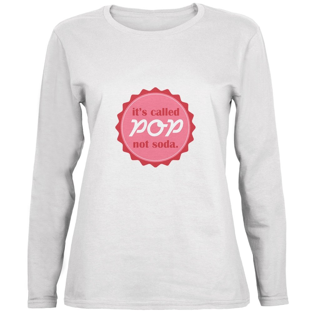 Old Glory 'It's Called Pop' Women's Long Sleeve White T-Shirt - Large | Casual Wear, Patriotic Outfits, American Flag Apparel
