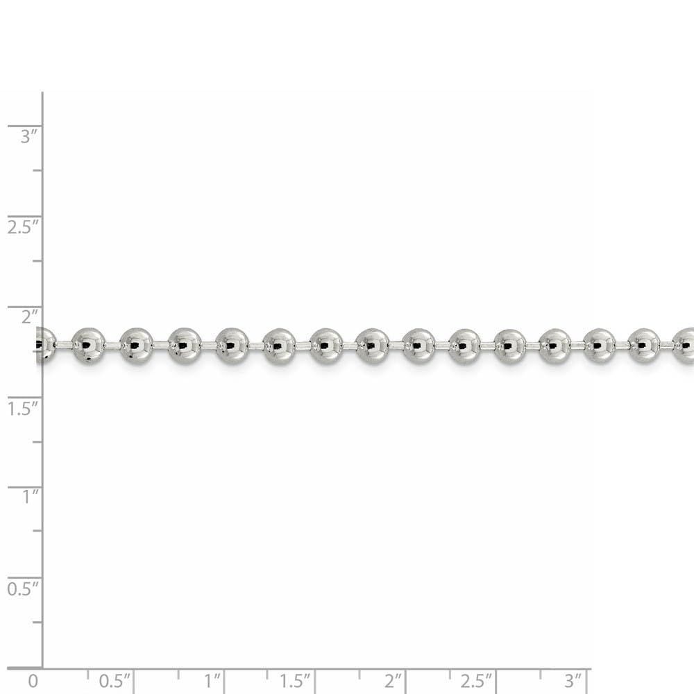 5mm Sterling Silver Beaded Chain Necklace - Elegant Black Bow for Gifts & Parties
