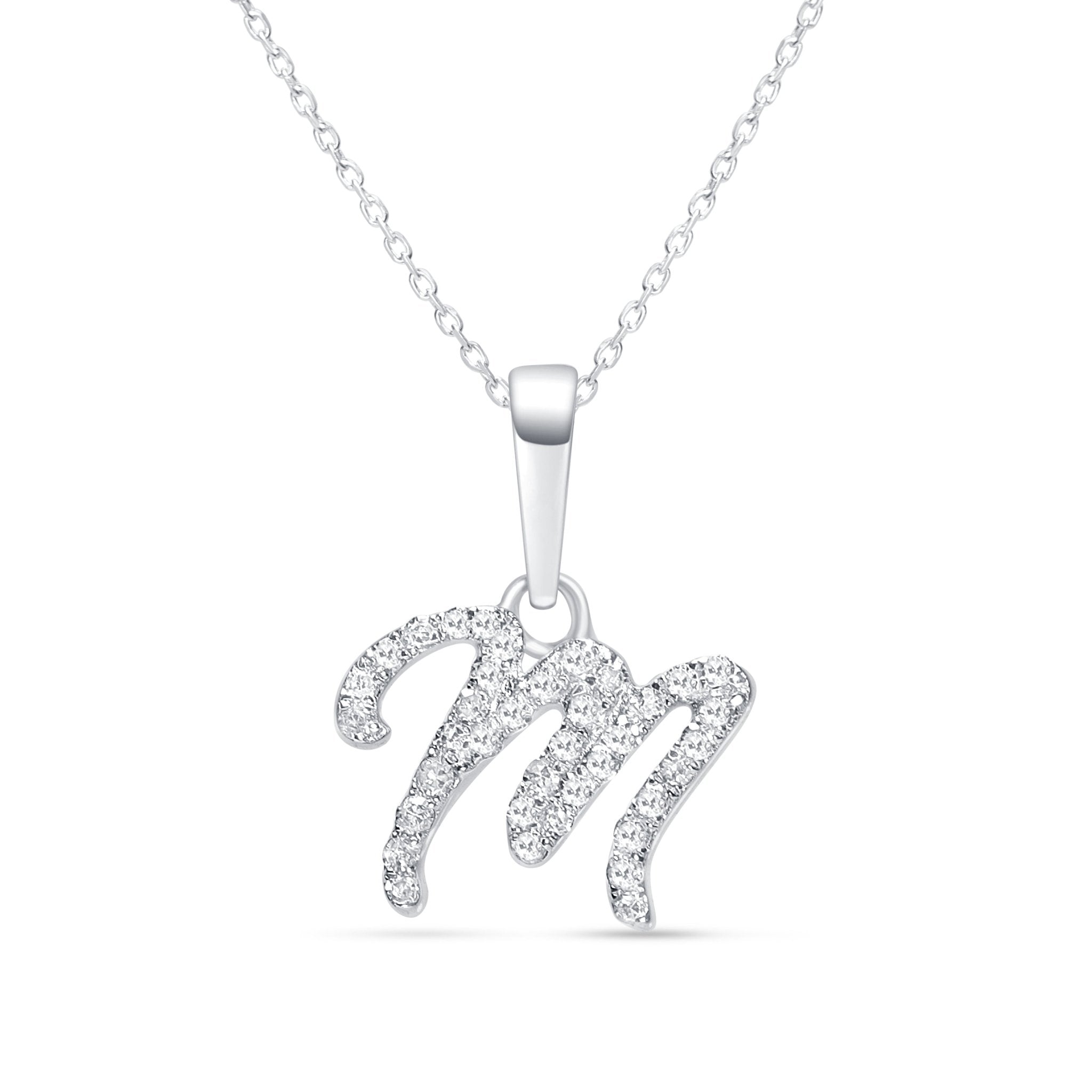 14K White Gold Diamond Initial Necklace - Personalized Cursive Letter Pendant Jewelry for Women, Perfect Gift for Birthday, Anniversary & Valentine's Day