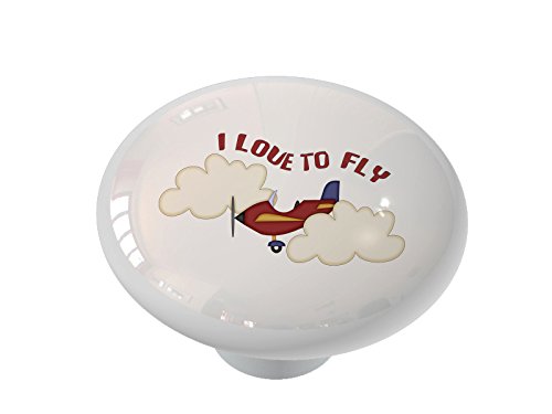 Stylish Ceramic Drawer Knob - I Love to Fly Design - Perfect for Kitchen Cabinets, Dressers & DIY Furniture Projects
