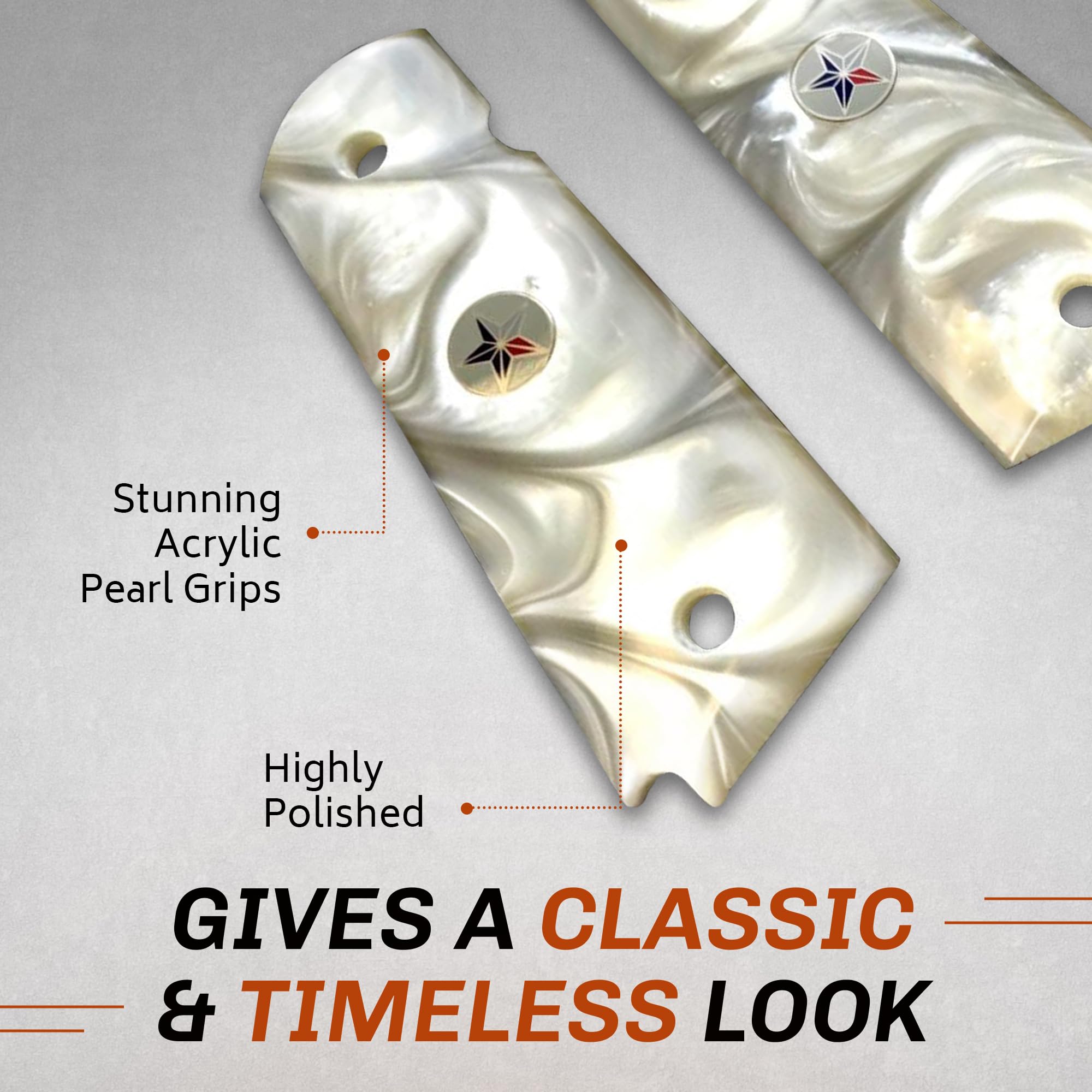 Premium 1911 Pearl Gun Grips - Compatible with Colt Government, Taurus, S&W, Springfield & Rock Island | Enhanced Grip & Classic Style for Shooting Range & Collectors