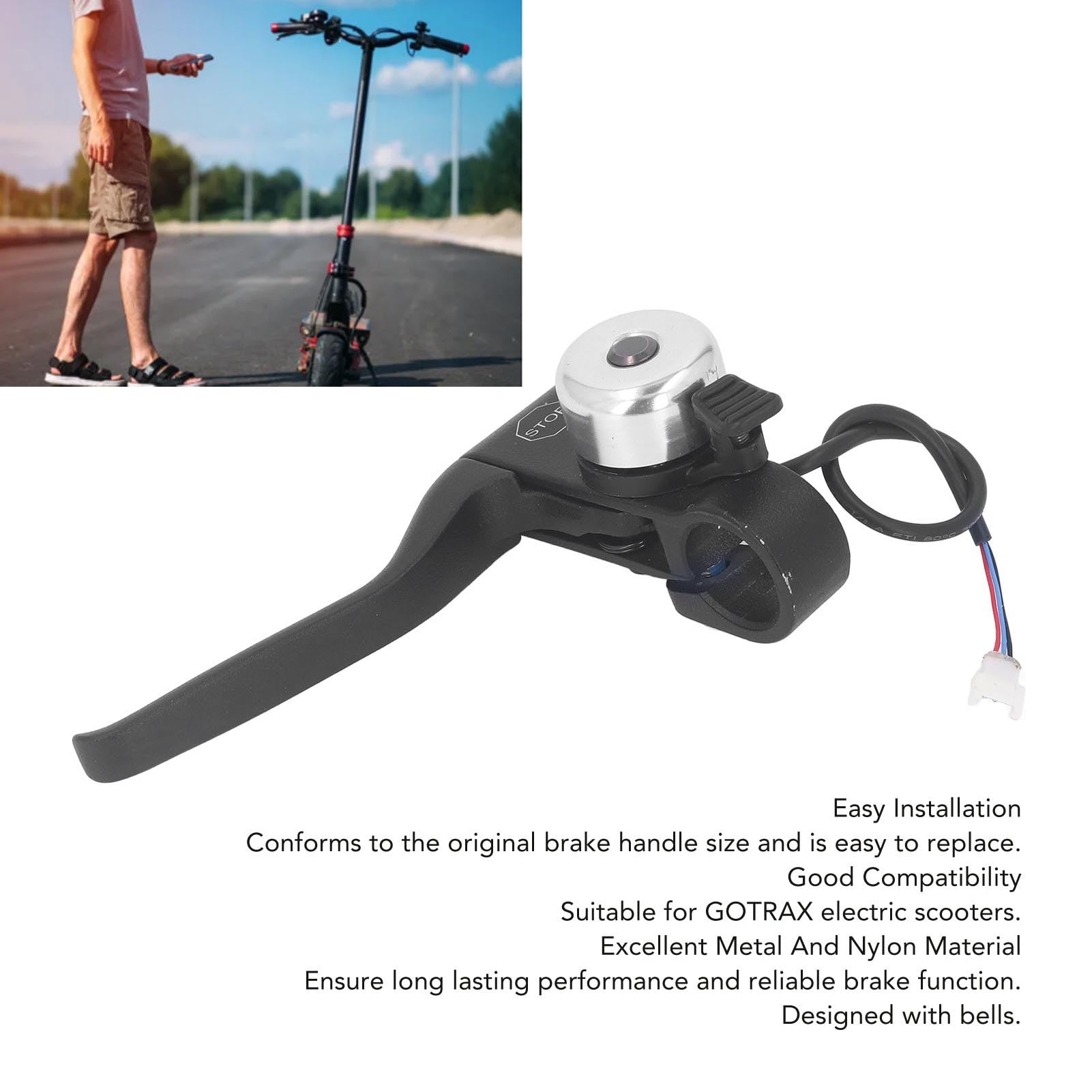 GOTRAX Electric Scooter Replacement Brake Lever - Anti-Slip Left Handle with Built-in Bell | Perfect for Commuting, Urban Travel & Last-Mile Transportation