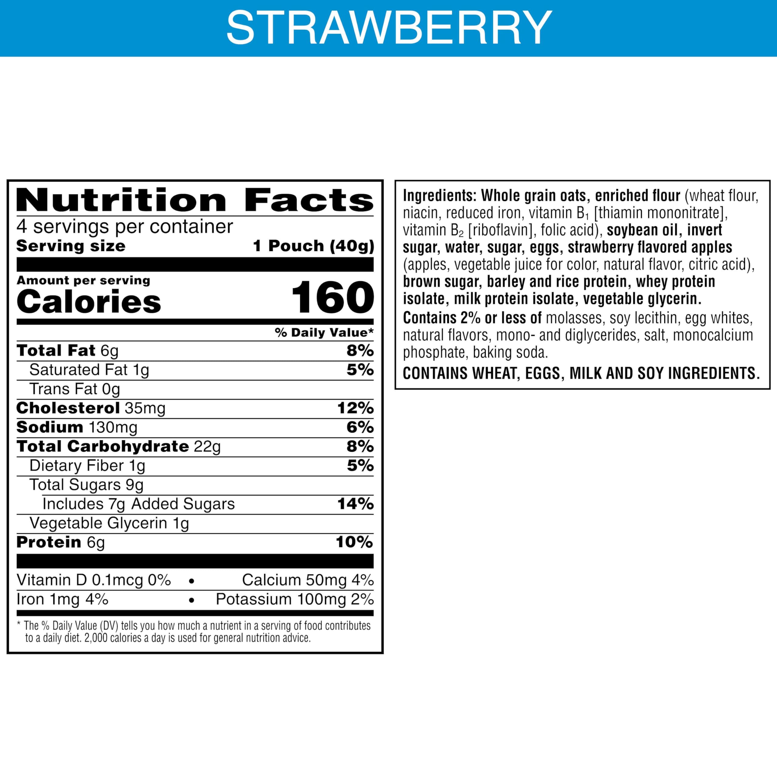 Nutri-Grain Power-Fulls Soft Baked Oat Bites - High Protein Snacks, Whole Grain Strawberry Flavor (5 Boxes, 20 Pouches) - Perfect for On-the-Go Breakfast, Office Snacks & Post-Workout Energy Boost