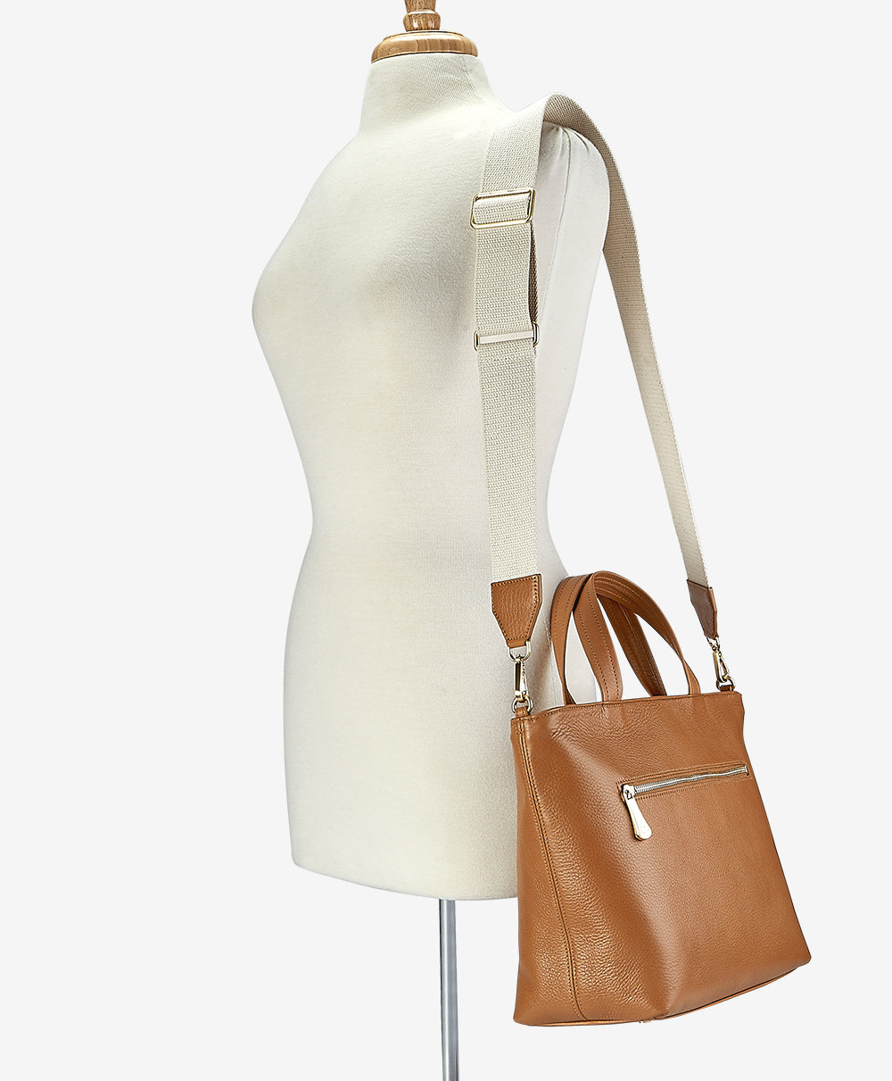 Marnie Satchel Handbag - Tan Pebble Grain Leather Crossbody Bag for Women | Perfect for Work, Travel & Everyday Use