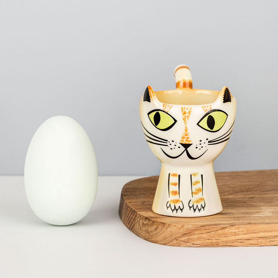 4-Pack Ginger Cat Egg Cups - Adorable Ceramic Egg Holders for Breakfast, Kitchen Decor, and Cute Cat Lover Gifts