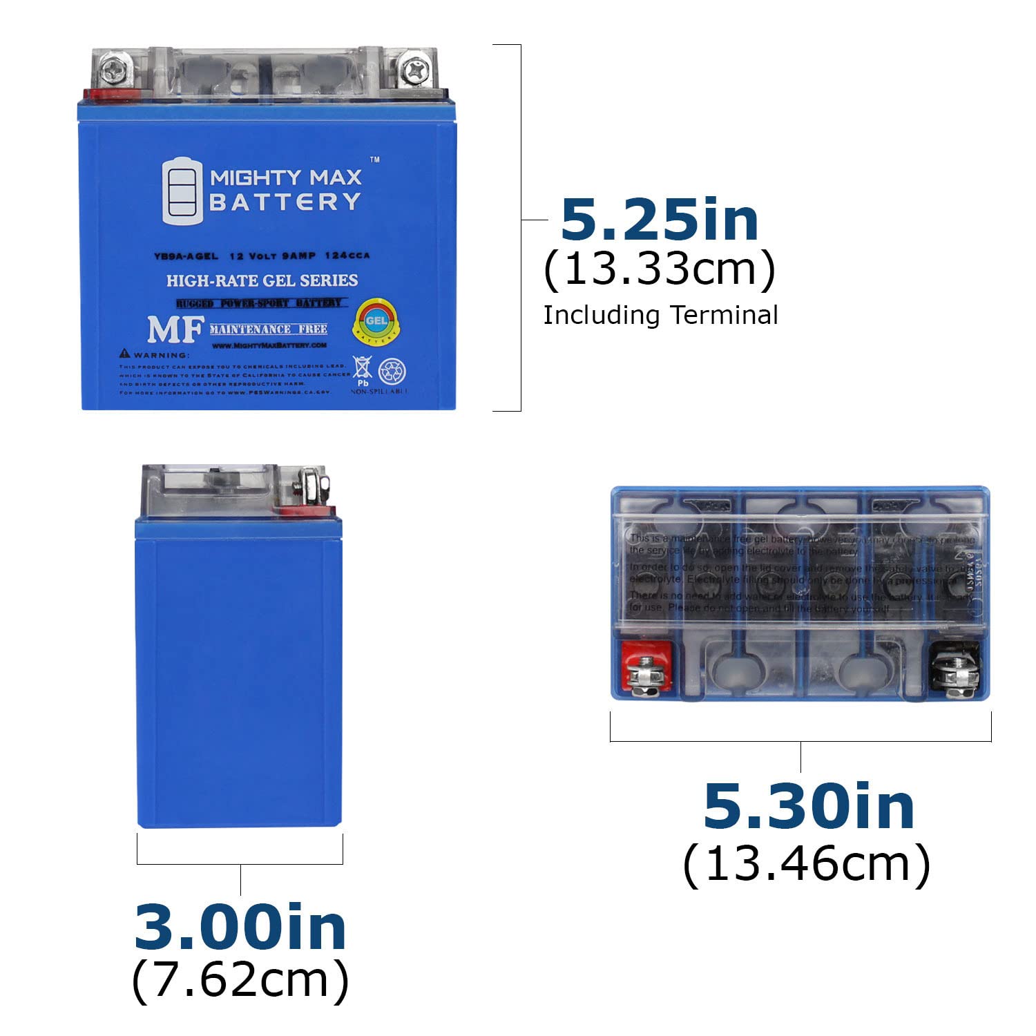 Mighty Max YB9A-A 12V 9AH GEL Replacement Battery - Compatible with Interstate YB9A-A - Perfect for Power Wheels, Mobility Scooters & Emergency Backup Power