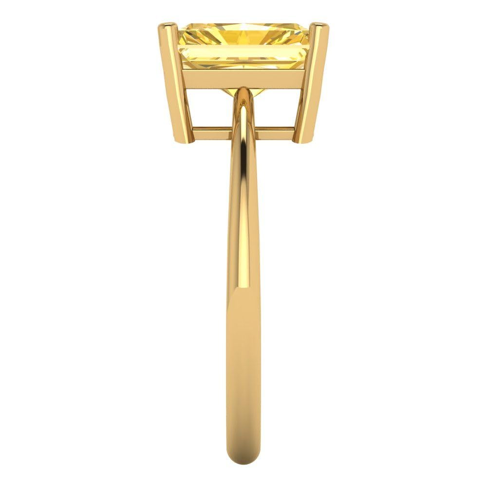 2.5ct Radiant Cut Yellow Simulated Diamond Ring - 18K Gold for Engagement & Wedding