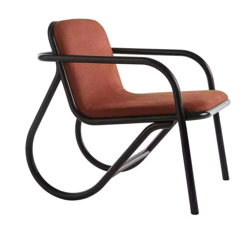 GTV No. 200 Bentwood Lounge Chair with Upholstered Seat - Mid Century Modern Accent Chair for Living Room, Bedroom & Office - Comfortable Reading Chair with Wooden Frame