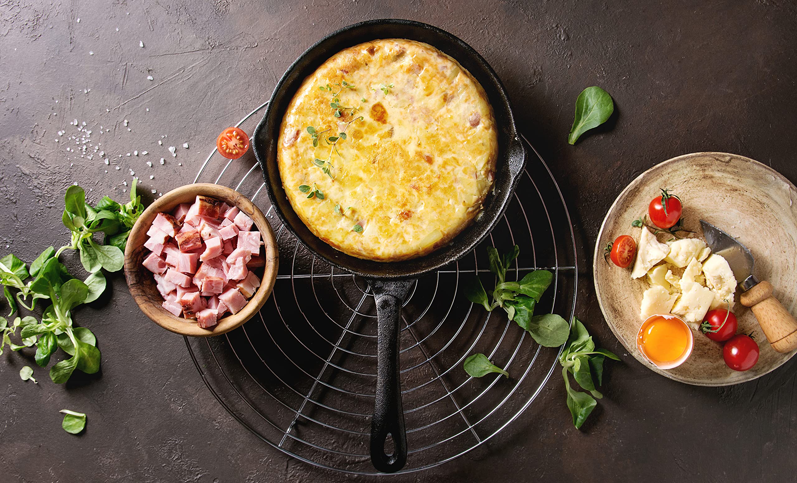Premium 3-Piece Cast Iron Skillet Set - Nonstick Pre-Seasoned, Chemical-Free & Heavy Duty - 6