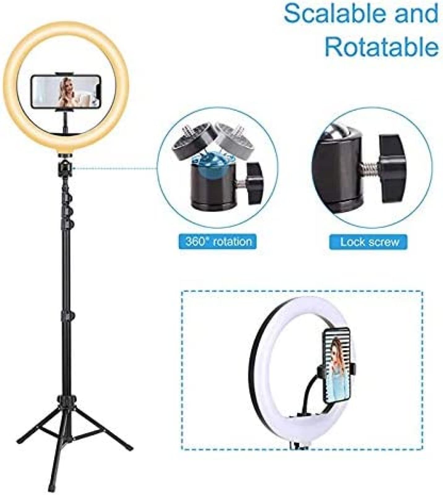 KRASS 12 Inch Selfie Ring Light with Tripod Stand & Phone Holder - Dimmable LED Ring Light with 3 Color Modes & 10 Brightness Levels - Perfect for YouTube Videos, TikTok Live Streaming, Vlogging, Makeup, Photography & Content Creation
