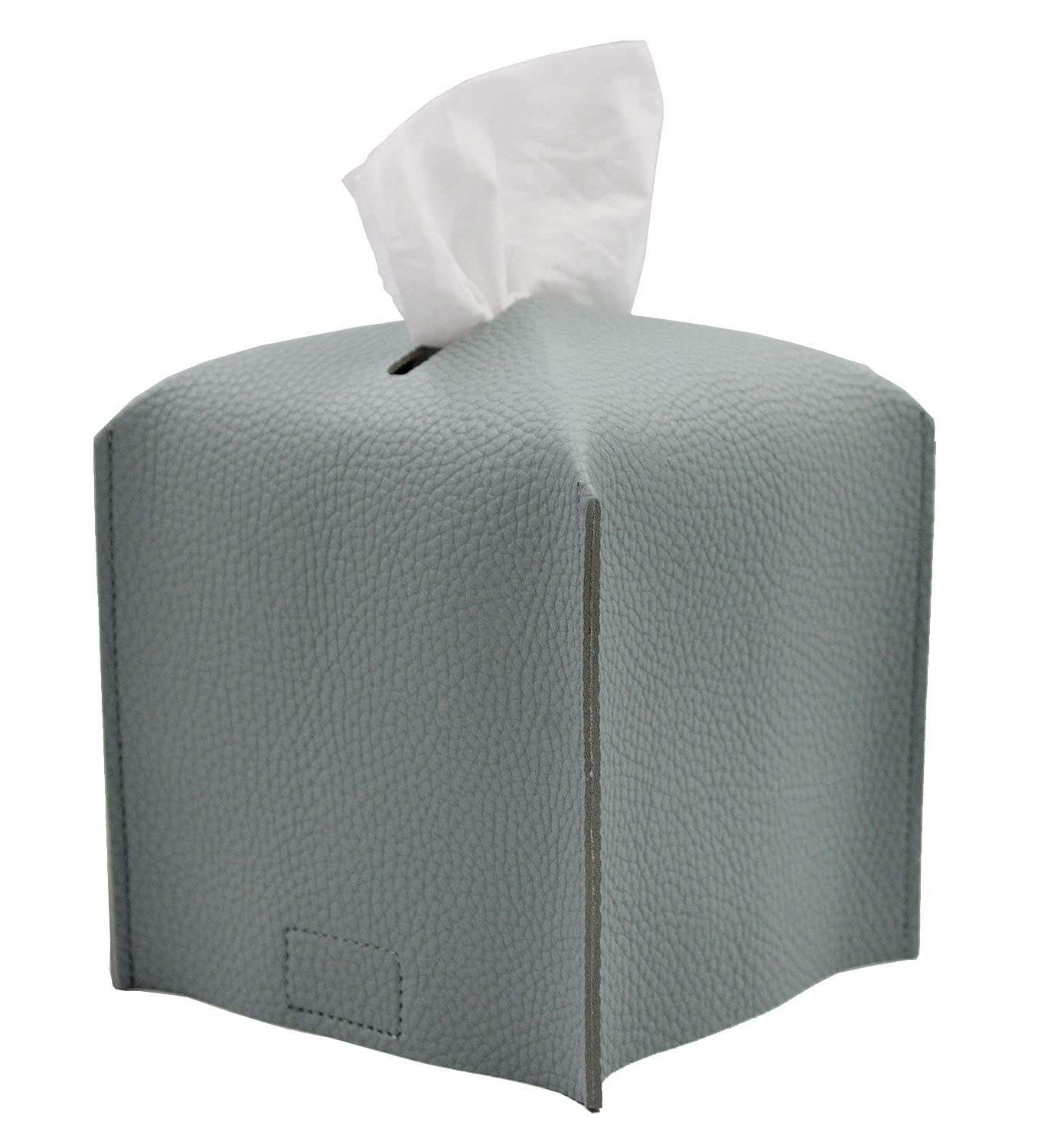 Livelab Square Tissue Box Cover Holder - Modern PU Leather Decorative Facial Tissue Case for Bathroom Vanity, Nightstand, Office Desk & Car (5x5x5 Inches, Water Blue) | Perfect for Home, Office & Travel Use