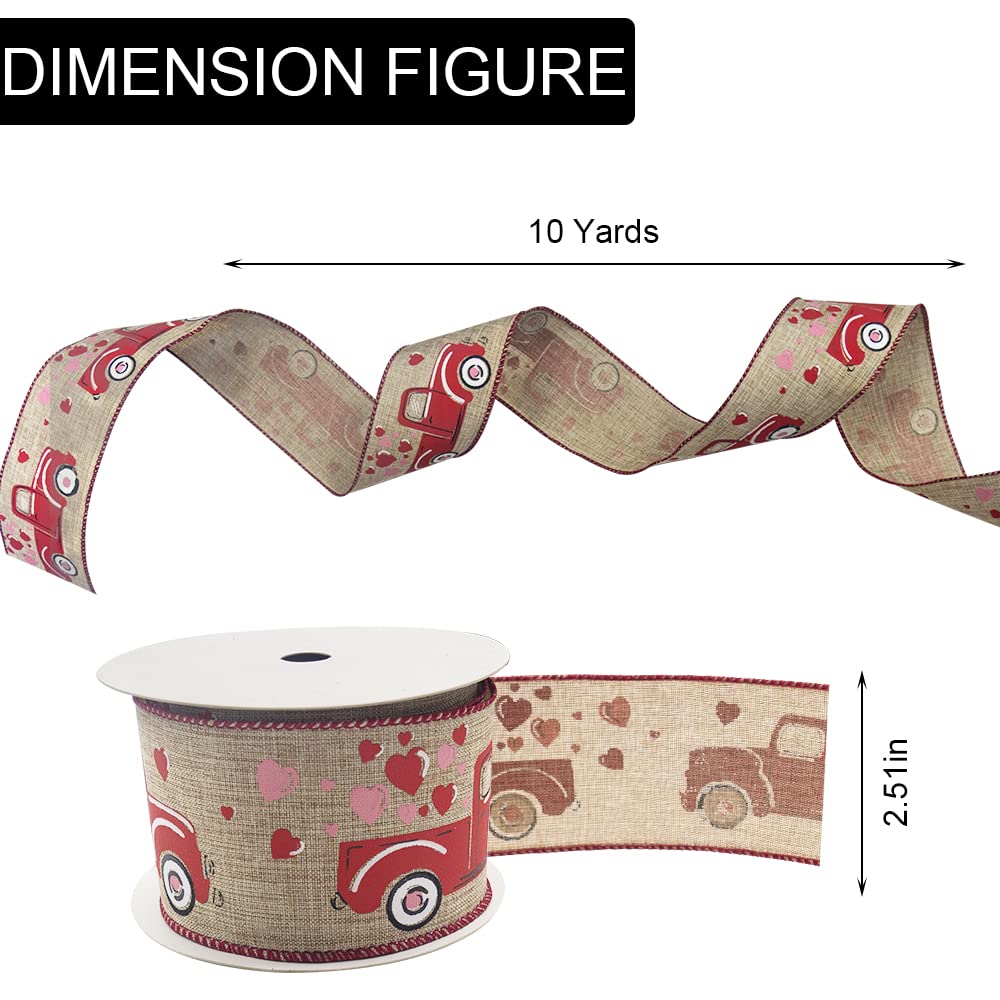 Valentine's Day Red Burlap Ribbon 2.5