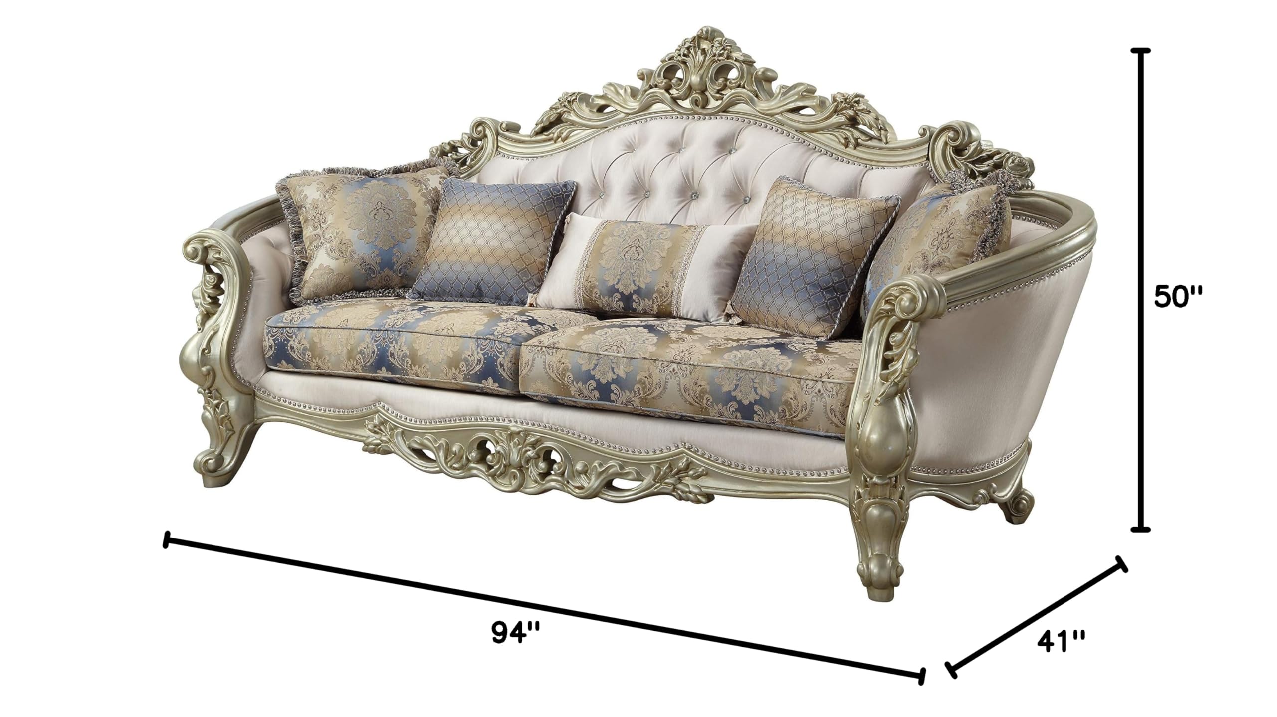 Acme Gorsedd Cream Fabric Sofa with Pillows - Living Room Luxury