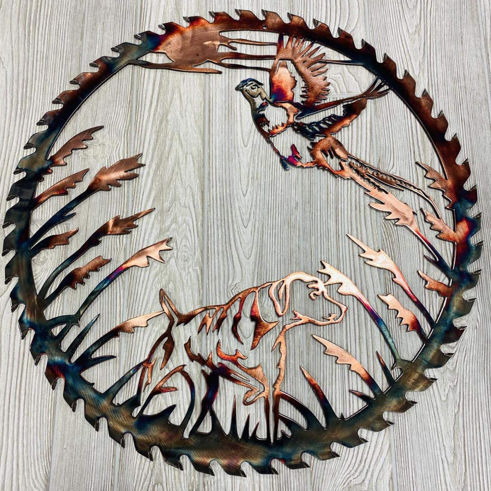 Owill-home Solo Mallard Hunting & Trout Fishing Scene Metal Wall Art - Handcrafted Indoor Outdoor Wall Decor for Home, Office, Cabin & Man Cave - Rustic Wildlife Wall Sculpture for Hunting Lodge & Fishing Enthusiasts
